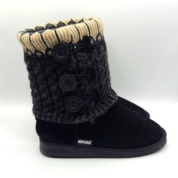 Muk Luks Shoes - Muk Luks Womens Cheryl Boots Size 10 Sweater Knit Fold Over
